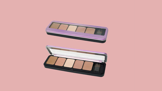 Détail des 5 ombres à paupières polyvalentes de la palette