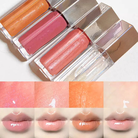 Application du gloss bombe brillante sur les lèvres - effet brillant intense